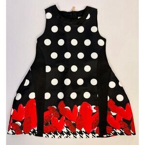 NWOT Fun &Fun Girls‎ Polka Dot Black White Sleeveless Party Dress Sz 6